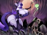  4:3 big_breasts bone breasts cleavage clothed clothing equid equine female fishnet fishnet_legwear friendship_is_magic hasbro holding_object holding_staff horn huge_breasts jaeh legwear magic mammal moon my_little_pony night one_eye_closed rarity_(mlp) skeleton staff undead unicorn wide_hips wink 