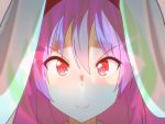 1girl animal_ears aura bunny_ears cato_(monocatienus) commentary_request eyebrows_visible_through_hair face furrowed_eyebrows hair_between_eyes long_hair looking_at_viewer portrait purple_hair red_eyes reisen_udongein_inaba slit_pupils smile solo touhou 