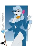  albatroswar anthro big_breasts black_eyes black_nose blue_clothing blue_dress breasts canid canine canis clothing diamond_(gem) disney domestic_dog dress female gem georgette_(disney) gold_(metal) gold_jewelry jewelry mammal oliver_and_company open_mouth pillarbox pink_ribbon poodle seductive seductive_eyes simple_background solo suggestive white_background 