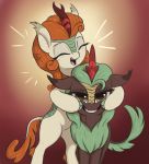  2020 asian_mythology autumn_blaze_(mlp) chinese_mythology cinder_glow_(mlp) duo east_asian_mythology eyelashes fangs female feral friendship_is_magic front_view hasbro hi_res kirin looking_at_viewer my_little_pony mythology open_mouth simple_background t72b teeth 