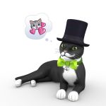  &lt;3 1:1 :3 bell bell_collar black_body black_fur bow_tie clothing collar domestic_cat electronic_arts facial_hair felid feline felis feral fur green_eyes hat headgear headwear illogicalsims looking_at_viewer mammal maxis_(ea) mayor_whiskers mustache simple_background the_sims video_games whiskers white_background white_body white_fur 