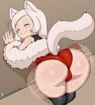  animal_humanoid bent_over big_butt butt cat_humanoid eyes_closed felid felid_humanoid feline feline_humanoid female hair hi_res humanoid looking_back mammal mammal_humanoid neo_hajime shaking_butt smile solo thick_thighs white_hair 