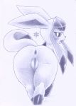  anus butt eeveelution female feral fullfolka genitals glaceon graphite_(artwork) greyscale hi_res looking_at_viewer looking_back monochrome nintendo pencil_(artwork) pok&eacute;mon pok&eacute;mon_(species) presenting presenting_anus presenting_hindquarters presenting_pussy pussy quadruped raised_tail rear_view simple_background snowflake solo traditional_media_(artwork) video_games white_background 