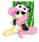  absurd_res bamboo blush clothing costume cutie_mark equid equine female feral fluttershy_(mlp) friendship_is_magic hair hasbro hat headgear headwear hi_res hoodie horse kittyrosie long_hair mammal my_little_pony pegasus pink_hair pony solo topwear wings yellow_body 