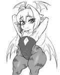  4:5 absurd_res adelia_(changbae) breasts changbae clothing costume female goblin hi_res humanoid lilith_aensland monochrome not_furry simple_background small_breasts solo thick_thighs white_background 