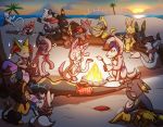  absol anthro baby_pok&eacute;mon beach braixen campfire claws dewott digital_media_(artwork) eeveelution feral fire fur group hi_res hybrid inner_ear_fluff jolteon legendary_pok&eacute;mon luxio lycanroc mew midnight_lycanroc nintendo open_mouth outside pendant pok&eacute;mon pok&eacute;mon_(species) riolu scarf seaside seviper sundown sylveon tongue tuft umbreon vaporeon video_games vitrex yellow_body yellow_fur zoroark zorua 