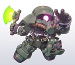  axe beam_axe chibi geara_zulu gundam gundam_unicorn holding holding_axe holding_weapon mecha mobile_suit robot sd_gundam susagane thrusters vernier_thrusters weapon white_background 