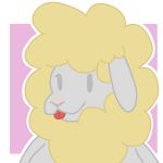  1:1 absurd_res ambiguous_gender anthro blep bovid caprine drpepperscalie floppy_ears fur grey_body grey_fur hi_res mammal pink_nose sheep smile solo tongue tongue_out wool_(fur) yellow_body yellow_fur 
