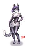 anthro clothing eyewear felid female glasses hair luvon mammal pantherine rubber rubber_suit snow_leopard solo 