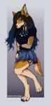  anthro blue_eyes blue_highlights brown_body brown_fur cervid chain ear_piercing ear_ring female fishnet fishnet_armwear fur hair hi_res highlights_(coloring) hindpaw jewelry mammal multicolored_hair necklace osiriix paws piercing smile solo two_tone_hair 
