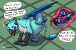 3:2 alistor_(xodious) anthro anthro_prey avian avian_feet beak bird blue_body countershading dipstick_feathers doesnotexist english_text feathered_tail feathers feral feral_pred gryphon gyrotech head_feathers hi_res internal ka&#039;lam&#039;holn&#039;qui&#039;ke larger_pred male male_pred male_prey multicolored_eyes mythological_avian mythological_creature mythology orange_body organs parrot rainbow_eyes speckled_body stoamch_acid stomach tail text vore