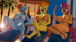  16:9 3d_(artwork) anthro anthrofied anthroponiessfm big_breasts bikini bottomless breasts clothed clothing crossed_legs digital_media_(artwork) equid equine female friendship_is_magic genitals hasbro hi_res mammal my_little_pony nipples pussy rainbow_dash_(mlp) scootaloo_(mlp) sitting solo spitfire_(mlp) spread_legs spreading swimwear topless widescreen wonderbolts_(mlp) 