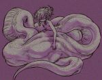  1other highres monochrome monster nude original purple_background purple_theme shima_(wansyon144) smile snake static 