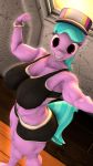  2020 3d_(artwork) 9:16 ? anthro azure_velour_(mlp) big_breasts bra breasts butt clothed clothing digital_media_(artwork) earth_pony equid equine female flexing friendship_is_magic hair hasbro hat headgear headwear hi_res horse looking_at_viewer mammal multicolored_hair multicolored_tail muscular muscular_anthro muscular_female my_little_pony pony purple_body purple_eyes selfie shadedance smile solo source_filmmaker sports_bra thick_thighs underwear widescreen 
