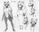  abs anthro canid canine canis dire_wolf dreadwolfclaw1990 female hair hi_res mammal model_sheet monochrome muscular muscular_anthro muscular_female pigtails solo sybil_mccready sybil_vaadia wolf 