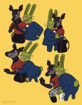  2018 anthro anthro_on_anthro bottomless bow_tie catdog_(series) clothed clothed_sex clothing duo eyewear female from_behind_position giraffid glasses hi_res interspecies lagomorph leporid male male/female mammal nickelodeon okapi pince-nez polo_shirt rabbit rancid_rabbit sequence sex shirt stripes suit sweetbot topwear unprofessional_behavior whiskers 