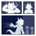  1:1 ambiguous_form anthro blue_and_white comic confusion dragon dragontim goo_creature gooey male monochrome simple_background solo transformation white_goo 