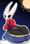  anthro arthropod belt big_breasts big_butt black_body black_exoskeleton black_eyes blush bottomwear breasts butt butt_squish clothed clothing denim denim_clothing empty_eyes exoskeleton eyebrows fecharis female hollow_knight horn hornet_(hollow_knight) huge_butt ineffective_clothing jeans looking_at_viewer looking_back low_pants mouthless multicolored_body multicolored_exoskeleton non-mammal_breasts noseless outside pants pants_down partially_clothed ponk raised_eyebrow rear_view shirt sitting solo squish sun team_cherry thick_thighs thigh_squish thong thong_straps three-quarter_view tight_clothing tight_jeans tight_shirt tight_topwear topwear two_tone_body two_tone_exoskeleton underwear video_games white_body white_exoskeleton wide_hips 
