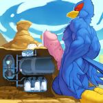  1:1 2020 absurd_res anthro avian bird blue_body blue_feathers bodily_fluids canyon erection factory falco_lombardi feathers genital_fluids genitals hi_res internal lactating macro male micro mountain nintendo ozoneserpent penile penis penis_milking precum smile solo star_fox tunnel video_games worship 