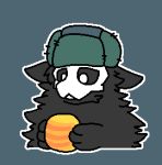  ambiguous_gender anthro bread changed_(video_game) clothing dragontim ears_down fluffy food fur hat headgear headwear looking_down low_res pivoted_ears puro_(changed) simple_background solo 