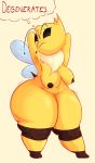  absurd_res anthro arthropod bee behniis blush breasts female hi_res hymenopteran insect nipples non-mammal_breasts nude pose quinn_(behniis) simple_background solo thick_thighs yellow_body 