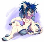 2020 4_toes 5_fingers ailuranthropy anthro blue_eyes blue_hair breasts canid canine canis digital_media_(artwork) domestic_dog eyewear female fingers fur glasses hair husky mammal nordic_sled_dog open_mouth smile solo spitz teeth toes tongue white_body white_fur 