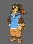  2020 3:4 aged_up anthro bandanna big_hair black_nose blue_clothing blue_shirt blue_topwear bodi_(rock_dog) bottomwear brown_body brown_fur canid canine canis claws clothing countershading domestic_dog eclipsewolf fluffy fluffy_tail footwear fur guitar hair hair_tied hi_res kerchief livestock_guardian_dog male mammal molosser mountain_dog musical_instrument pastoral_dog plucked_string_instrument rock_dog sandals shirt shorts signature simple_background sketch slightly_chubby smile solo standing string_instrument tibetan_mountain_dog topwear wrappings 