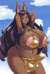  animal_humanoid areola areola_slip balls balls_outline big_areola big_balls big_breasts big_bulge bikini biped breasts brown_body brown_skin bulge canid canid_humanoid canine canine_humanoid caster_queen_of_sheba cleavage clothed clothing cloud curvy_figure dark_skin day erection erection_under_clothing eyelashes fate_(series) fox_humanoid front_view genital_outline genitals glistening glistening_body glistening_skin gynomorph hair hands_behind_head hi_res huge_breasts humanoid inner_ear_fluff intersex kanon_(148bpm) long_hair looking_at_viewer mammal mammal_humanoid midriff monotone_hair navel outside penis_outline pink_areola pink_inner_ear portrait pose pupils purple_hair raised_arm skimpy sky slightly_chubby slit_pupils smile solo standing string_bikini swimwear teal_eyes tenting thick_thighs three-quarter_portrait tuft voluptuous wide_hips 