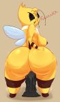  absurd_res anthro arthropod bee behniis big_breasts big_butt blush breasts butt dialogue dildo dildo_sitting female hi_res holding_butt huge_butt hymenopteran insect it&#039;s_hip_to_fuck_bees masturbation nipples non-mammal_breasts nude penetration quinn_(behniis) sex_toy solo thick_thighs yellow_body 