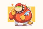  3_fingers anthro bowser clothing collar drowsy eyes_closed fingers hair hi_res hoodie horn koopa male mario_bros nintendo plushie red_hair reptile scalie shell solo spiked_collar spiked_shell spikes spikes_(anatomy) strauburi sweatpants topwear video_games 