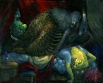 anthro bed bed_curtains bedding bedroom_eyes blanket blonde_hair blush buckteeth cephalopod claws cloak clothing coleoid container decapodiform english_text eyes_closed eyewear facial_hair feral fish flower furniture glasses group hair humanoid jar lightswitch logo long_hair male marine mollusk mustache narrowed_eyes nickelodeon nosferatu nosferatu_(movie) on_bed open_mouth plant robe scales seductive side sleeping spongebob_squarepants spongebob_squarepants_(character) squid squidward_tentacles teeth text vampire wafalo watermark yellow_body yellow_skin