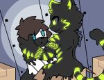  ambiguous_gender anthro blue_eyes box changed_(video_game) dragontim duo glowing glowing_eyes glowing_markings hypnosis lin_(changed) male markings markings_(fur) mind_control transformation transformation_sequence 