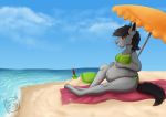  absurd_res anthro beach belly belly_expansion big_belly cloud cynthiafeline eeveelution expansion female haven haventheumbreon hi_res hyper hyper_belly mightyena navel nintendo pok&eacute;mon pok&eacute;mon_(species) pregnant pregnant_belly sand seaside solo sun umbrella umbreon video_games 