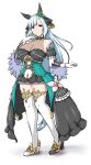  1girl animal_ears blue_hair bow bowtie braid breasts cleavage cosplay crown_braid deno_(denomina0) detached_sleeves dress ear_covers ear_ornament elbow_gloves full_body gentildonna_(umamusume) gentildonna_(umamusume)_(cosplay) gloves highres horse_ears horse_girl large_breasts looking_at_viewer mejiro_ardan_(umamusume) off_shoulder shoes smile solo standing thighhighs thighs umamusume 