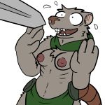  1:1 alpha_channel anthro breasts clothed clothing female gesture mammal melee_weapon murid murine nipples open_mouth rat rodent skaven skinny solo sword topless trout_(artist) warhammer_(franchise) weapon worried 