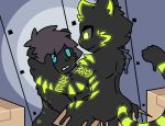  ambiguous_gender anthro blue_eyes box changed_(video_game) dragontim duo glowing glowing_eyes glowing_markings hypnosis lin_(changed) male markings markings_(fur) mind_control transformation transformation_sequence 