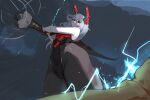  1girl absurdres animal_ears black_leotard from_below girls&#039;_frontline girls&#039;_frontline_2:_exilium grey_hair headgear highres holding holding_sword holding_weapon i_bucket krolik_(girls&#039;_frontline_2) leotard long_hair mechanical_ears playboy_bunny rabbit_ears red_eyes solo sword tactical_playboy_bunny weapon 
