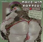 abdominal_bulge absurd_res andromorph anthro balls balls_outline belly belly_tuft big_butt bloated bodily_fluids body_hair bulge butt clothed clothing detailed_bulge english_text expand-blurples expansion expansion_sound_effect fitz_(junkyardfitz) from_behind_position gainer genital_outline genitals growing hi_res inflatable inflation intersex jockstrap jockstrap_only junkyardfitz lying male male/male mammal on_front procyonid raccoon rear_view rumbling_stomach sex solo sound_effects speech_bubble stomach_hair stretched_clothing stuffing sweat sweater text topless topwear trans_(lore) trans_man_(lore) tuft underwear underwear_only weight_gain