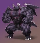  abs barefoot big_muscles black_body black_skin blue_eyes bulge claws dragaux dragon gradient_background hi_res huge_muscles kuroma male muscular muscular_male nintendo pecs ring_fit_adventure sharp_claws sharp_teeth simple_background small_wings solo standing teeth vein veiny_muscles video_games wings wrestling_singlet 
