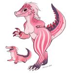  1:1 2020 4_fingers 4_toes alligator alligatorid anthro breasts crocodilian digital_media_(artwork) featureless_breasts female fingers hi_res non-mammal_breasts pink_body pink_scales reptile scales scalie simple_background smile solo teeth toes white_background zazush-una 