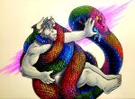 2023 anthro bear beard biceps bodily_fluids bovid bovine cattle coiling drooling duo european_mythology facial_hair feet foxfurries greek_mythology grey_hair hair hybrid hypnosis imminent_vore male male/male mammal manly mind_control minotaur multicolored_body multicolored_scales muscular mythology nude rainbow_body rainbow_colors rainbow_scales reptile saliva scales scalie simple_background snake struggling struggling_prey yellow_eyes