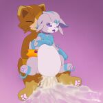 1:1 absurd_res animal_genitalia animal_penis animal_pussy belly bodily_fluids brown_body brown_fur canine_genitalia canine_penis canine_pussy chair_position collar cum cum_inflation cum_inside cum_on_ground duo ear_nibble eeveelution espeon excessive_cum excessive_genital_fluids female feral from_behind_position fur generation_2_pokemon genital_fluids genitals hi_res hybrid inflation jm-luxro knot leaking_cum lewxen luxro male male/female mammal neck_tuft nibbling nintendo pawpads penetration penis pink_body pink_fur pokemon pokemon_(species) purple_eyes pussy sex size_difference tan_belly tongue tongue_out tuft vaginal vaginal_penetration veo_(st3veo)