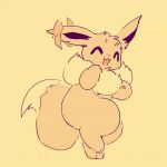  1:1 2020 ambiguous_gender animated canid canine dancing eyes_closed feral gigantamax_eevee gigantamax_pok&eacute;mon mammal nagasaki_wonderful_polyester nintendo open_mouth pok&eacute;mon pok&eacute;mon_(species) semi-anthro short_playtime simple_background smile solo standing video_games 