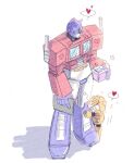  =_= autobot bumblebee_(transformers) clipboard gimgom heart holding holding_clipboard korean_commentary looking_down mecha mecha_focus no_humans open_mouth optimus_prime robot science_fiction shadow smile speech_bubble spoken_heart transformers transformers:_generation_1 watermark 