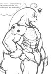  abs anthro biceps big_muscles conditional_dnp dots english_text fluffy fluffy_tail hair hi_res lagomorph leporid long_ears long_hair male mammal monochrome muscular muscular_anthro muscular_male rabbit solo swirls text xopachi 