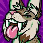 ambiguous_gender anthro cheek_tuft facial_tuft fangs felid feline headshot_portrait low_res lynx mammal portrait sabertooth_(anatomy) solo stylized teeth tongue tongue_out tuft zaigane