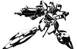  absurdres aiming beam_rifle char&#039;s_counterattack commentary_request energy_gun gundam highres machinery mecha mecha_focus mobile_suit monochrome no_humans re-gz robot scan science_fiction traditional_media user_jdep8572 weapon white_background 