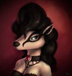  2020 anthro black_nose clothed clothing female fur grandville hair hi_res mammal red_background s1m signature simple_background solo 