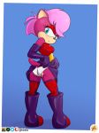  anthro armwear boots butt_pose clothed clothing elbow_gloves eulipotyphlan female footwear furboz gloves handwear hedgehog legwear looking_at_viewer looking_back mammal panties panty_shot pose raised_clothing raised_skirt socks solo sonia_the_hedgehog sonic_the_hedgehog_(series) sonic_underground thigh_highs thigh_socks underwear 