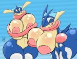  amphibian anthro anthrofied ayotizza bent_over big_breasts big_butt breast_squish breasts butt female frog greninja hi_res huge_breasts hyper hyper_breasts looking_at_viewer nintendo pok&eacute;mon pok&eacute;mon_(species) pok&eacute;morph solo squish thick_thighs video_games wide_hips 